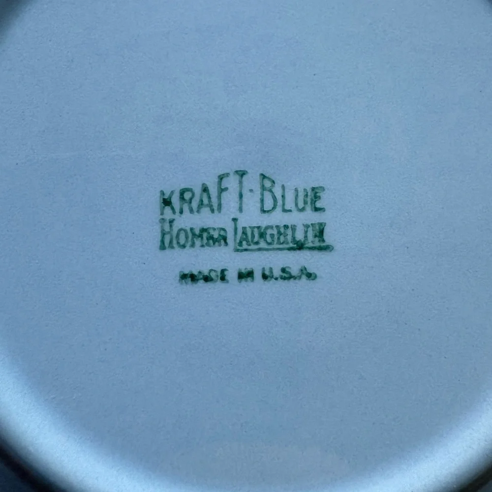 Homer Laughlin Kraft Blue set of 6 small plates- made in USA- 1940’s-1950’s!